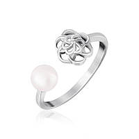 Срібна каблучка з перлами, Розмір 16,0, Вага: 1.5 г