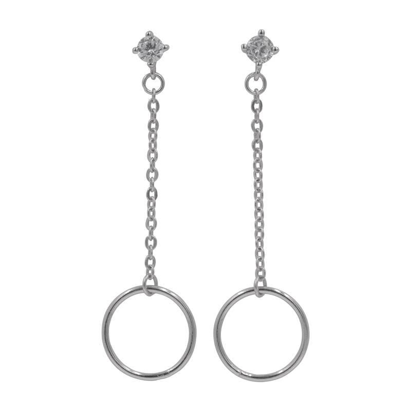 Срібні сережки із підвісками з кільцями