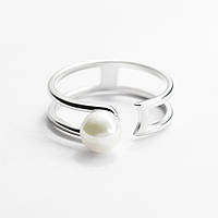 Срібна каблучка ярусна з перлиною, Розмір 15,0, Вага: 2.1 г