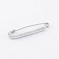 Срібна брошка родована з білими фіанітами