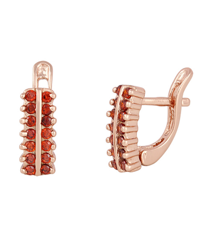Срібні сережки в позолоті з червоними фіанітами