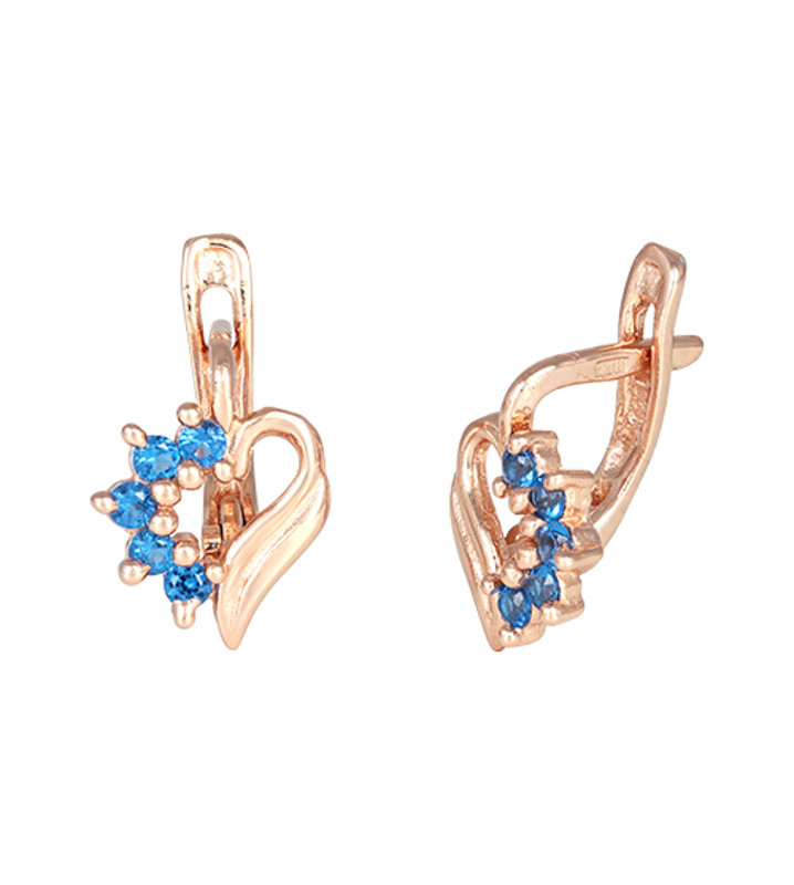 Срібні сережки в позолоті з блакитними фіанітами