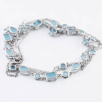 Срібне кольє з блакитними матовими фіанітами, Розмір 90 см x 0,1 см, Вага: 8.1 г