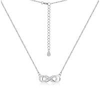 Кольє срібне вкрите родієм з фіанітами "Нескінченність", якір+декор (Кл2Ф/705), Розмір 46 см x 0,1 см, Вага: 2.7 г