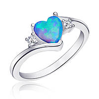 Срібна каблучка з опалом і фіанітами