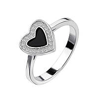 Срібна каблучка з фіанітами/оніксом, Розмір 15,5, Вага: 2.5 г