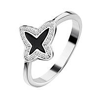 Срібна каблучка з фіанітами/оніксом, Розмір 15,5, Вага: 2.5 г