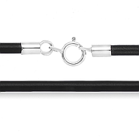 Ювелірний шнурок з каучука зі срібними застібками, Розмір 45 см x 0,1 см, Вага: 1.5 г