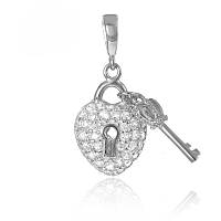 Срібний підвіс з фіанітами "Ключ до серця"
