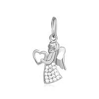 Срібний підвіс янголятко тримає серце