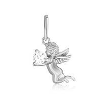 Срібна підвіска янголятко несе фіаніт