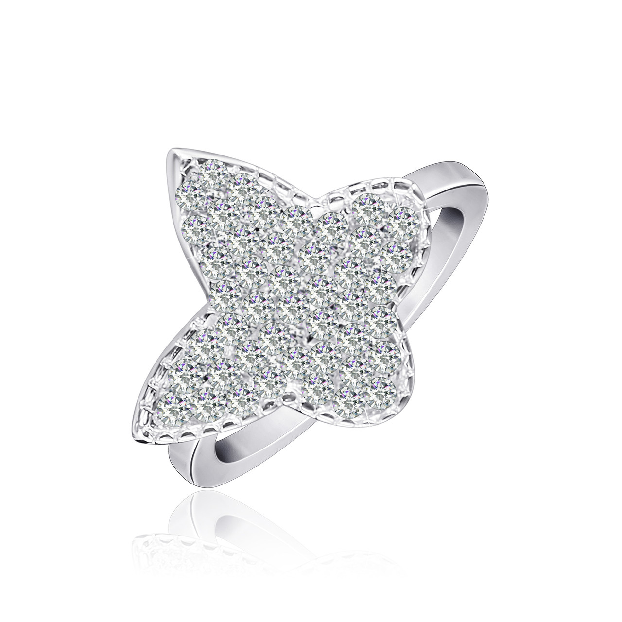 Срібна каблучка з фіанітами, Розмір 16,5, Вага: 2.7 г