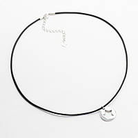 Срібне кольє на каучуковому шнурку "Зірка", Розмір 38 см x 0,2 см, Вага: 3.0 г