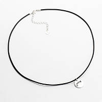 Срібне кольє на каучуковому шнурку "Smile", Розмір 38 см x 0,2 см, Вага: 2.8 г