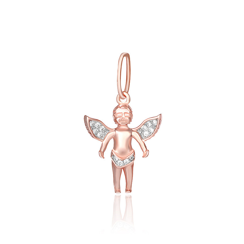 Срібний підвіс в позолоті з фіанітами "Янгол"