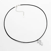 Срібне кольє на каучуковому шнурку "Дівчинка", Розмір 39 см x 0,2 см, Вага: 2.3 г