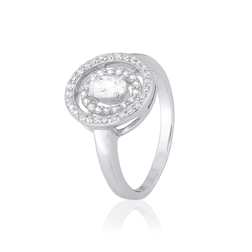 Срібна каблучка з фіанітами, Розмір 17,0, Вага: 3.8 г