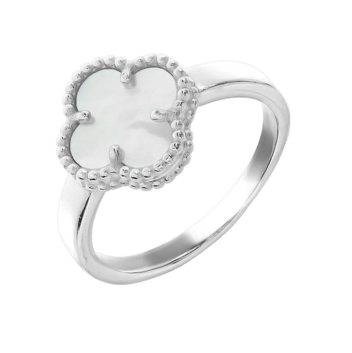 Срібна каблучка в стилі "Van Cleef  та  Arpels" зі вставкою перламутр, Розмір 15,0, Вага: 3.2 г