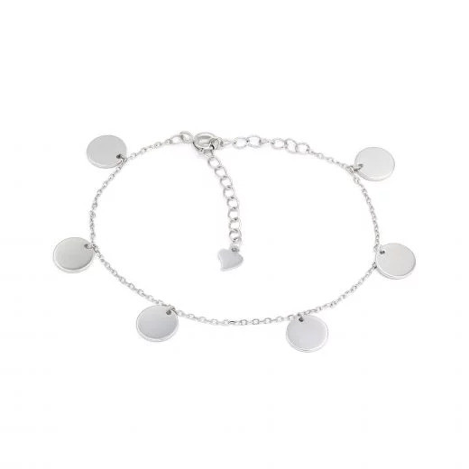 Срібний браслет на руку Монетки, Розмір 16 см x 0,1 см, Вага: 3.4 г