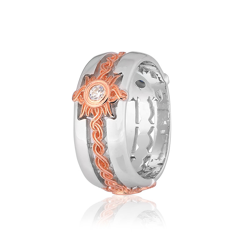 Срібна каблучка з різнокольоровими фіанітами