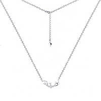 Срібне кольє з фіанітами "Ластівки", Розмір 40 см x 0,1 см, Вага: 2.5 г