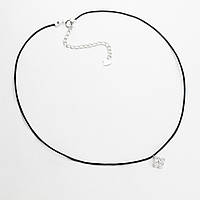 Кольє з шовковим шнурком з конюшиною зі срібла, Розмір 38 см x 0,2 см, Вага: 1.3 г