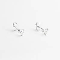 Срібні сережки з серденьками з фіанітів