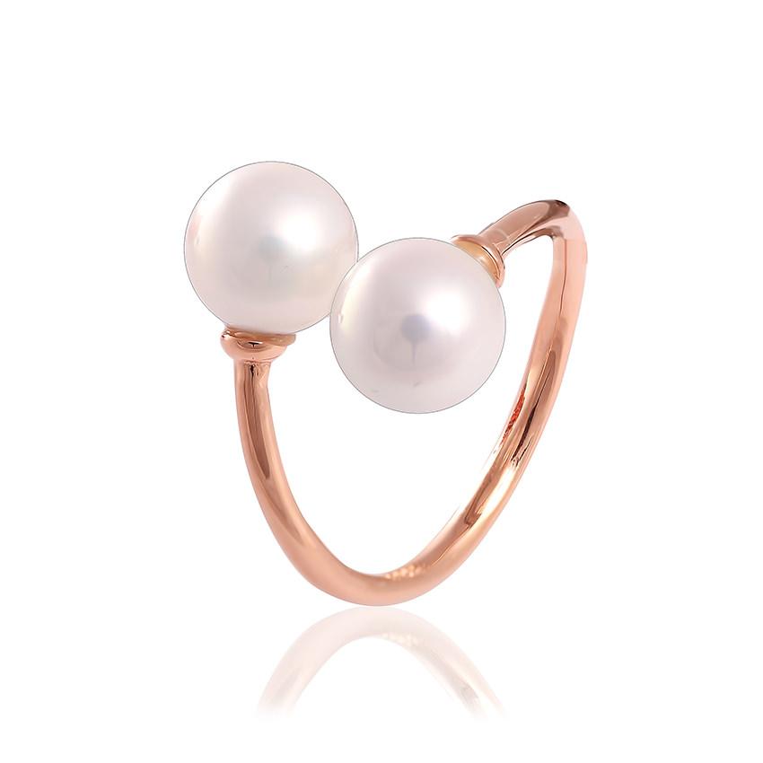 Срібна каблучка в позолоті з перлами, Розмір 17,5, Вага: 3.5 г