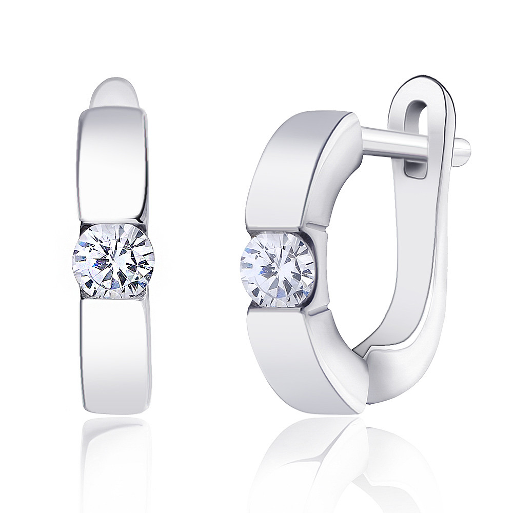 Срібні сережки з англійськими застібками з фіанітами