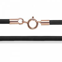 Ювелірний шнурок каучуковий зі срібною позолоченою застібкою, Розмір 50 см x 0,2 см, Вага: 2.8 г