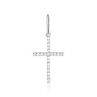 Срібна підвіска хрестик з білими фіанітами