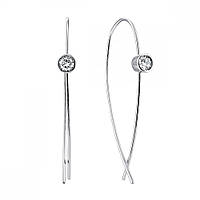 Срібні сережки петля з фіанітами