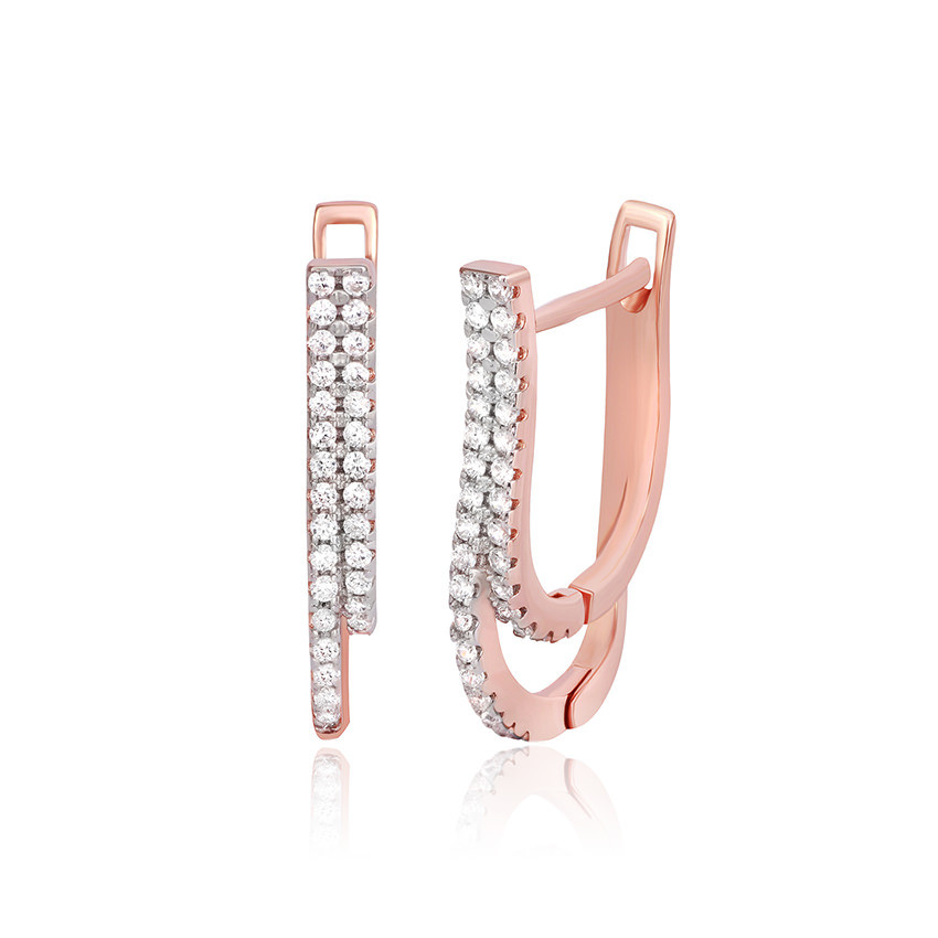 Срібні сережки в позолоті з фіанітами