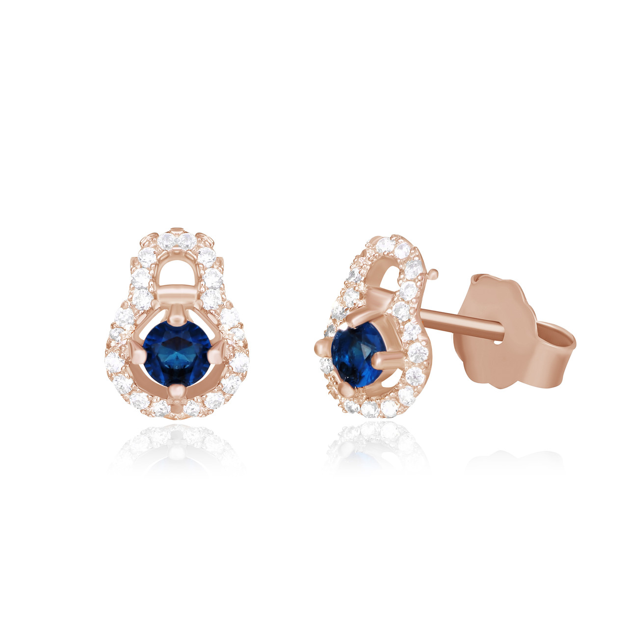 Срібні сережки в позолоті з синіми фіанітами