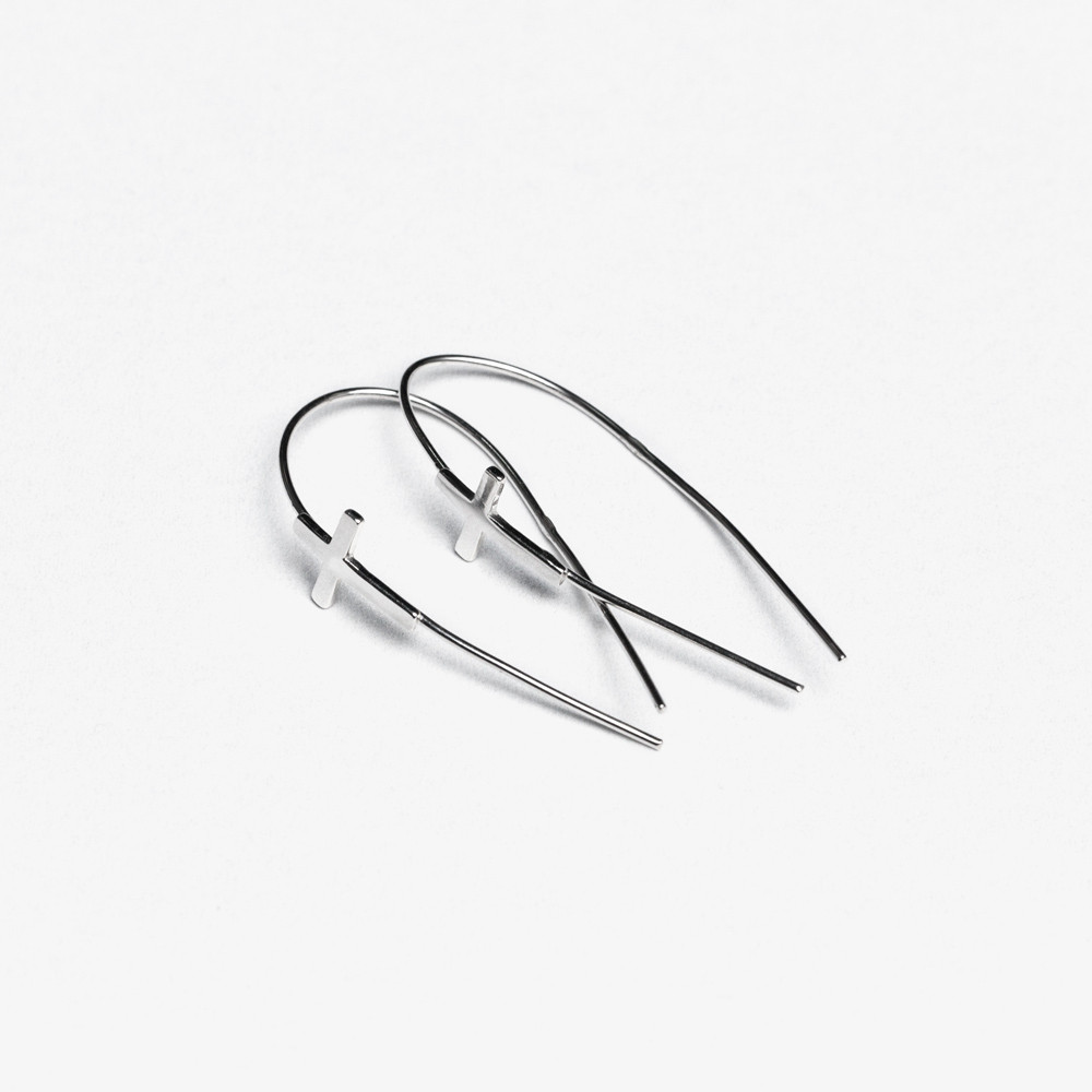 Срібні сережки рибки з хрестами