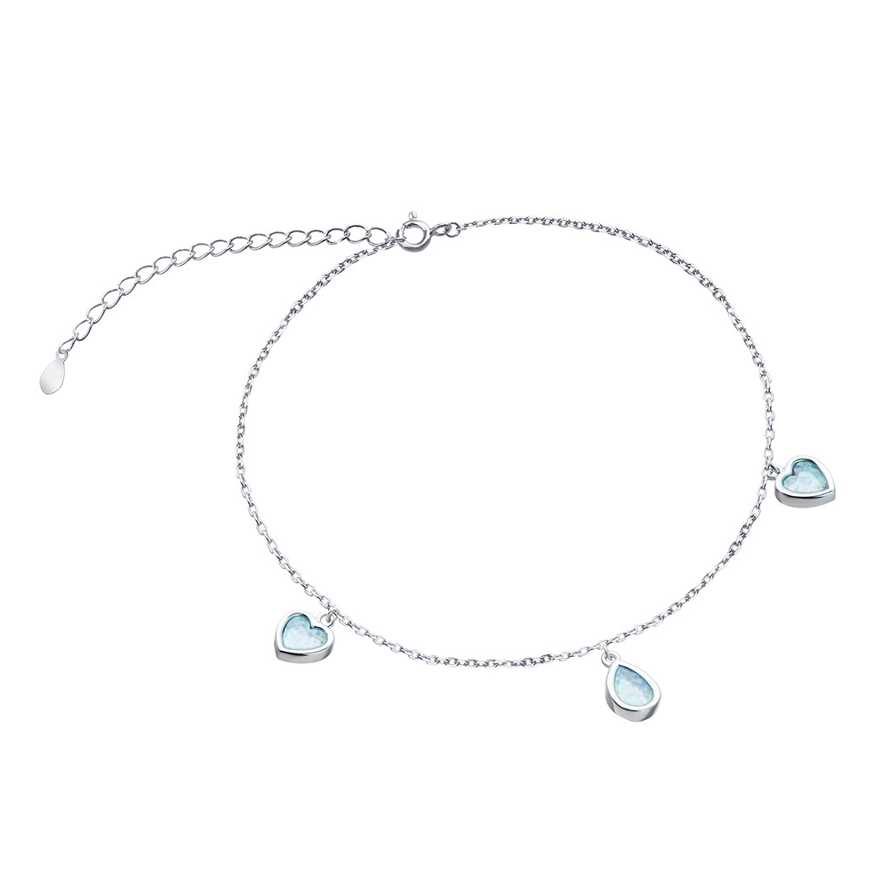 Срібний браслет з опалом, Розмір 16 см x 5 см, Вага: 2.2 г