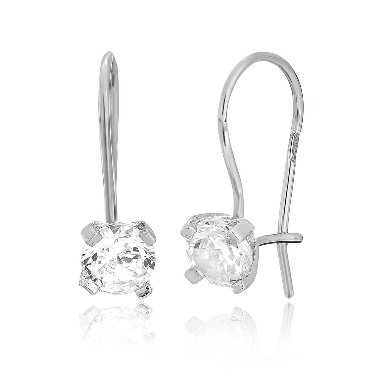 Срібні сережки з білими фіанітами