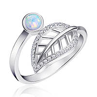 Срібна каблучка з фіанітами і опалом, Розмір 16,5, Вага: 2.9 г