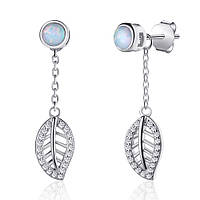 Срібні сережки з фіанітами і опалом