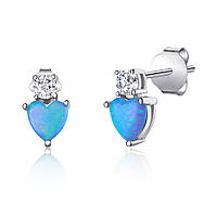 Срібні сережки з фіанітами і опалом