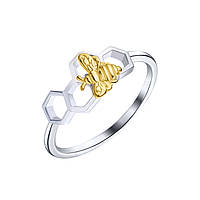 Срібна каблучка в позолоті, Розмір 16,0, Вага: 1.3 г