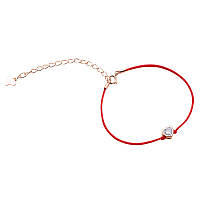 Cрібний браслет з позолотою та фіанітами і шовком, Розмір 16,5 см x 0,15 см, Вага: 1.2 г