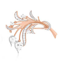 Срібна брошка в позолоті з фіанітами