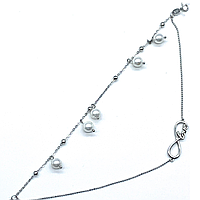 Срібний браслет з намистинами Нескінченність, Розмір 16 см x 0,1 см, Вага: 5.0 г