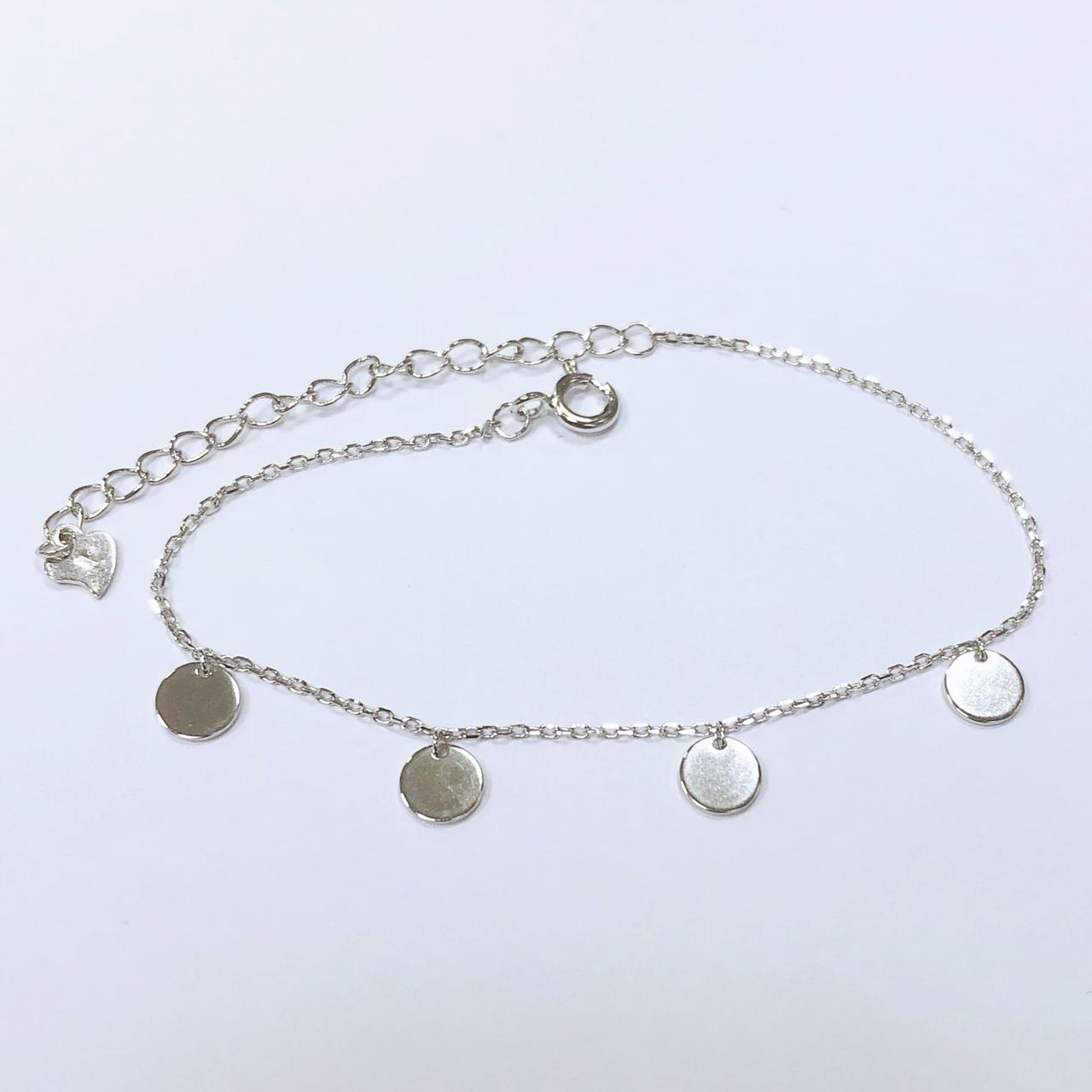 Срібний браслет з монетками, Розмір 21 см x 0,15 см, Вага: 1.5 г