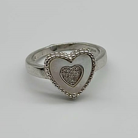 Срібна каблучка в стилі "Van Cleef та Arpels" зі вставкою фіаніт/перламутр, Розмір 15,5, Вага: 3.2 г