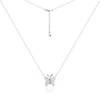 Срібне кольє з фіанітами, Розмір 42 см x 0,1 см, Вага: 1.7 г