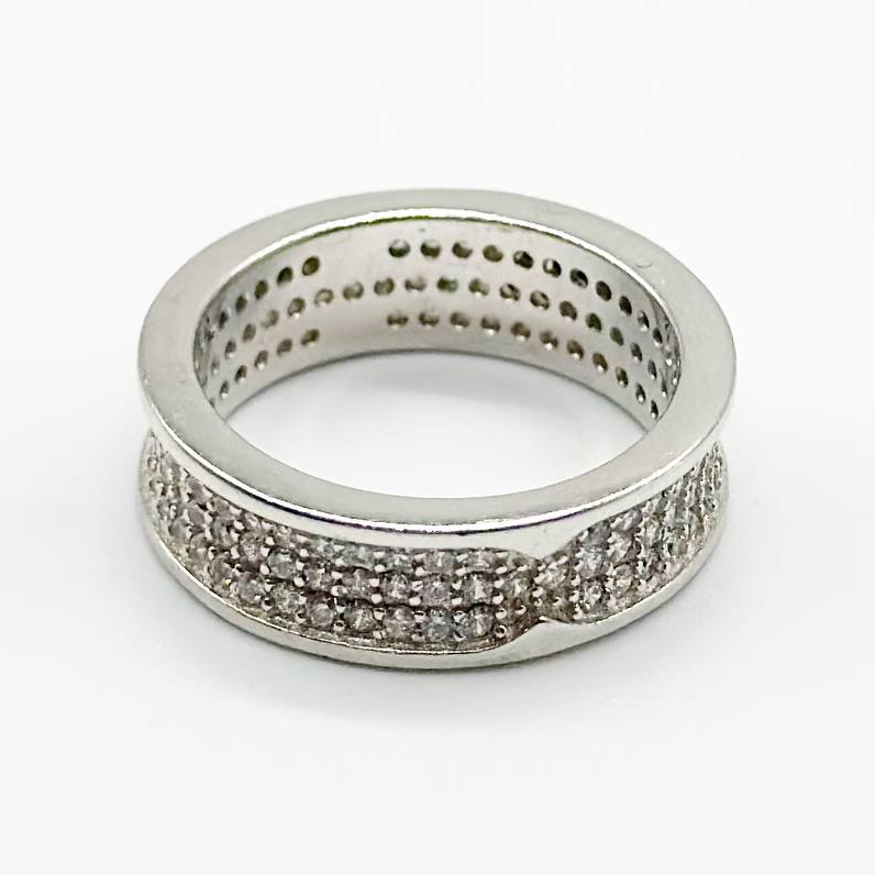 Срібна каблучка в стилі "Bvlgari" з фіанітами, Розмір 15,0, Вага: 5.0 г