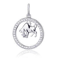 Срібна підвіска Тілець з фіанітами