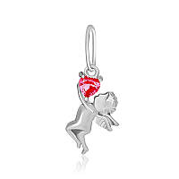 Срібна підвіска любов ангели з рожевим фіанітом.